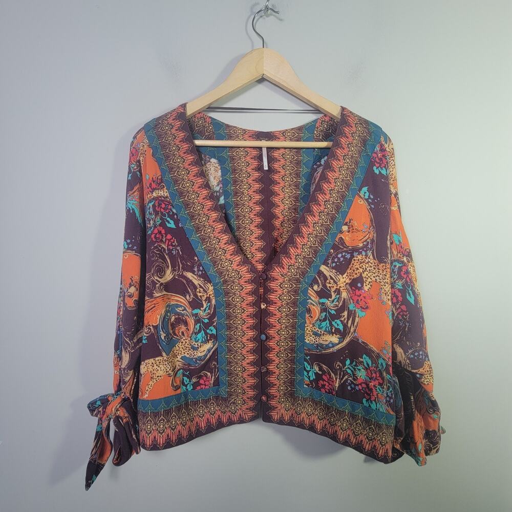 Free People S Catch Me if You Can Deep Neck Boho Oversized Top